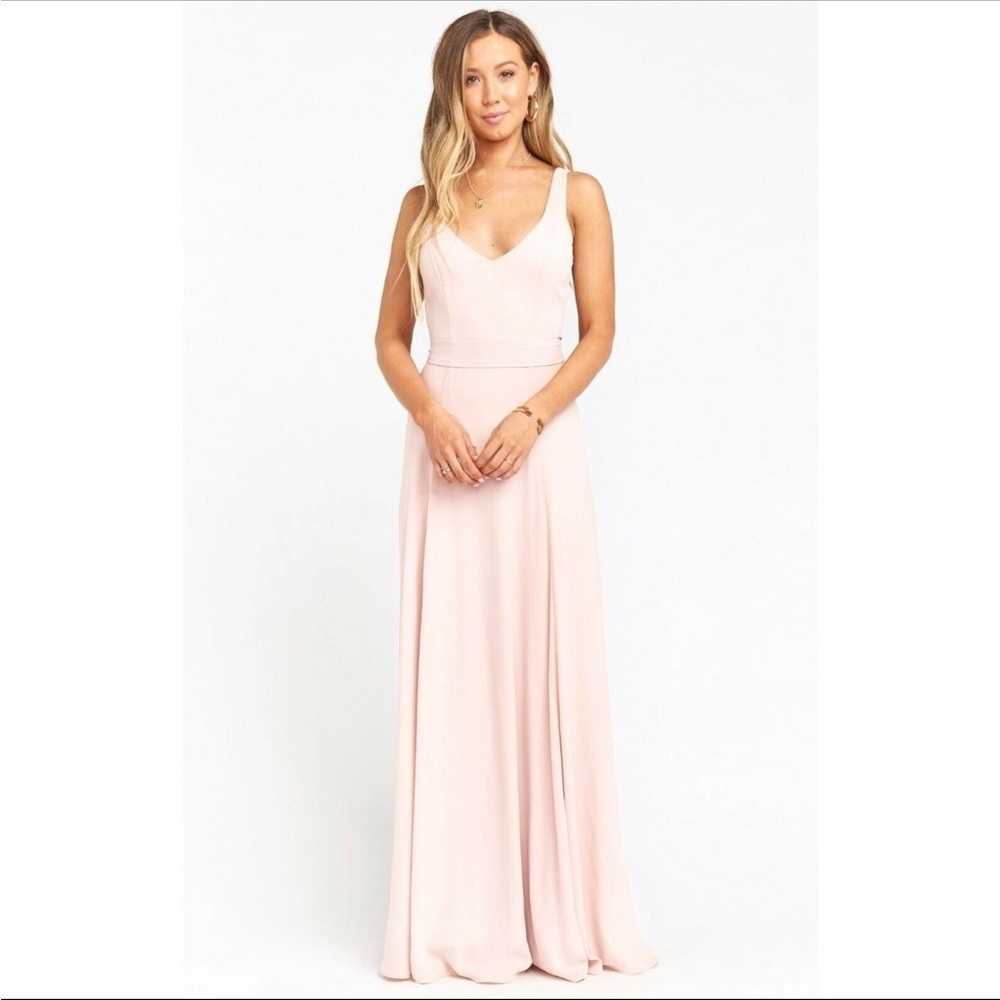 NWT Show Me Your MuMu Jenn Maxi Dress Dusty Blush Crisp Pink Chiffon SIZE XS